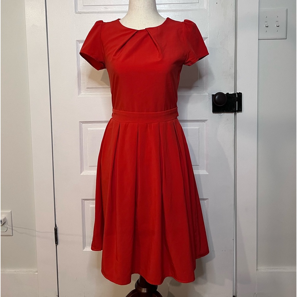 Red a-line dress from ModCloth. Brand is Mystic.